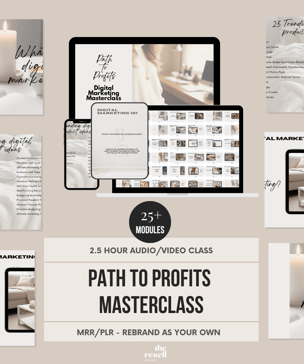 Path to Profits Masterclass | 2.5 Hours Video Audio Course | Viral IG 101 Mini Digital Marketing Course PLR & MRR - theResellBrand